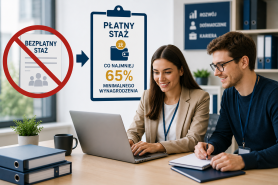 Bezpłatne staże mają zniknąć. Stażysta otrzyma co najmniej 65% minimalnego wynagrodzenia