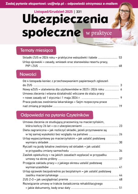 Ubezpieczenia społeczne w praktyce nr 331 listopad/grudzień 2025