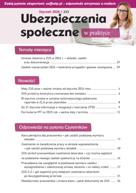 Ubezpieczenia społeczne w praktyce nr 333 styczeń 2026