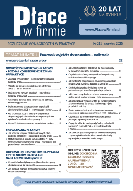 Płace w firmie nr 291 czerwiec 2025