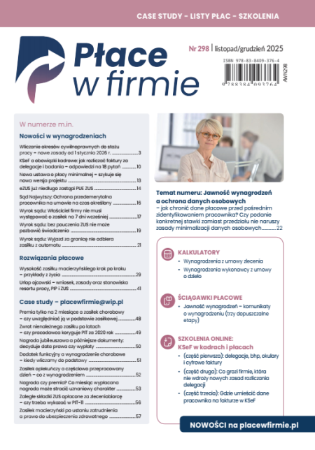 Płace w firmie nr 298 listopad/grudzień 2025