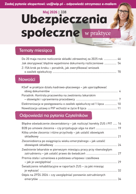 Ubezpieczenia społeczne w praktyce nr 338 maj 2026