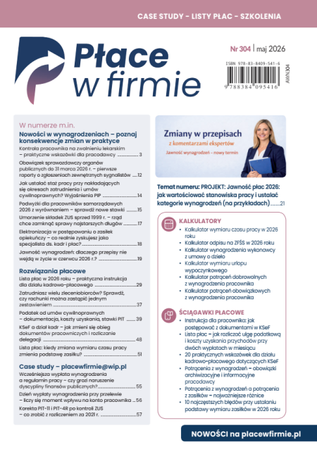 Płace w firmie nr 304 maj 2026