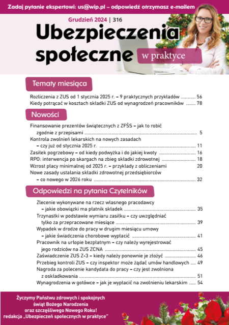 Ubezpieczenia społeczne w praktyce nr 316 grudzień 2024