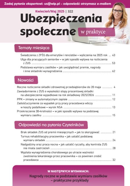 Ubezpieczenia społeczne w praktyce nr 322 kwiecień/maj 2025