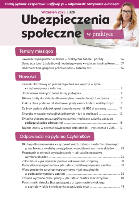Ubezpieczenia społeczne w praktyce nr 328 wrzesień 2025