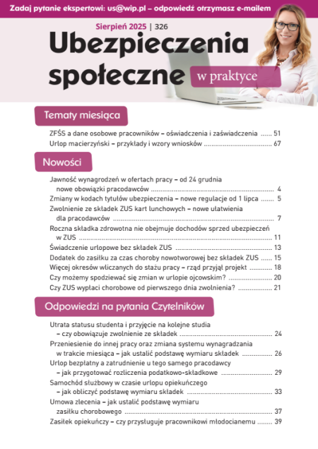 Ubezpieczenia społeczne w praktyce nr 326 sierpień 2025