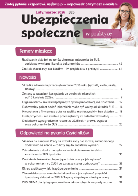 Ubezpieczenia społeczne w praktyce nr 335 luty/marzec 2026