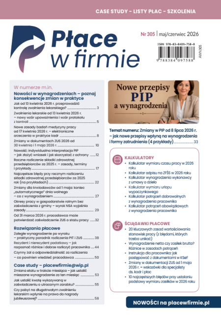 Płace w firmie nr 305 maj/czerwiec 2026