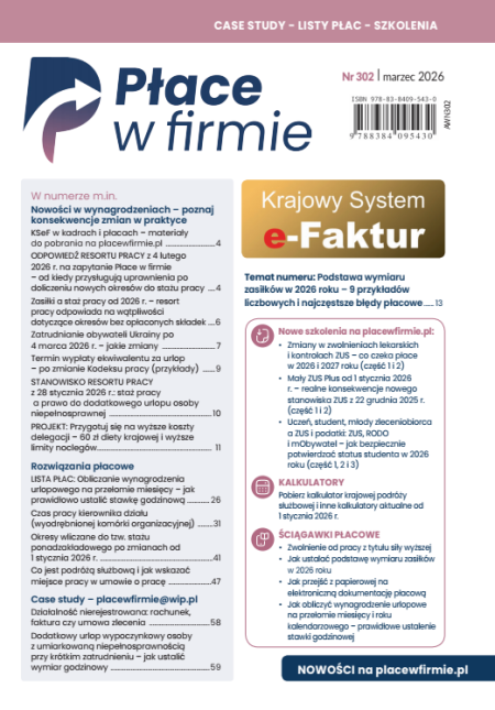 Płace w firmie nr 302 marzec 2026