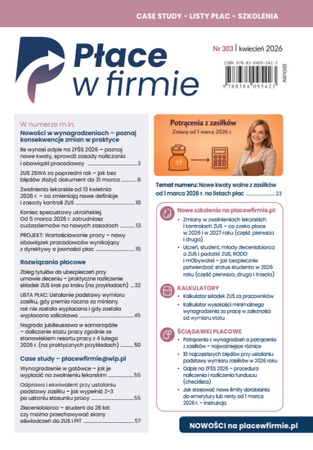 Płace w firmie nr 303 kwiecień 2026