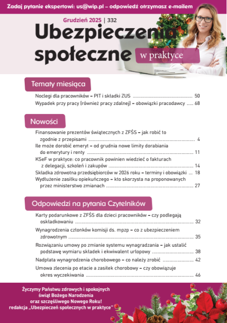 Ubezpieczenia społeczne w praktyce nr 332 grudzień 2025