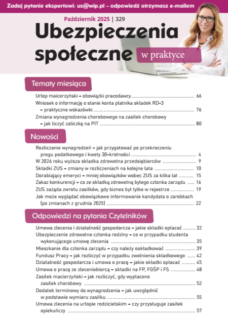 Ubezpieczenia społeczne w praktyce nr 329 październik 2025