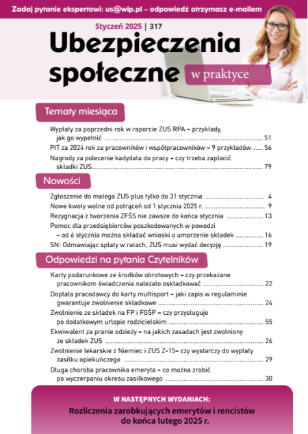 Ubezpieczenia społeczne w praktyce nr 317 styczeń 2025
