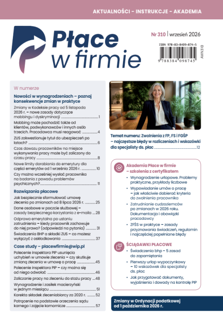 Płace w firmie nr 310 wrzesień 2026