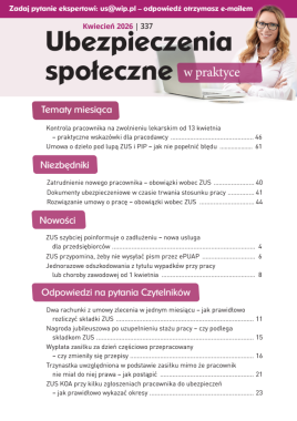 Ubezpieczenia społeczne w praktyce nr 337 kwiecień 2026