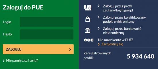 zaloguj po pue zus