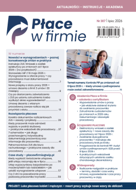 Płace w firmie nr 307 lipiec 2026