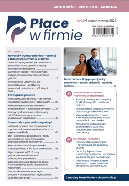 Płace w firmie nr 309 sierpień/wrzesień 2026